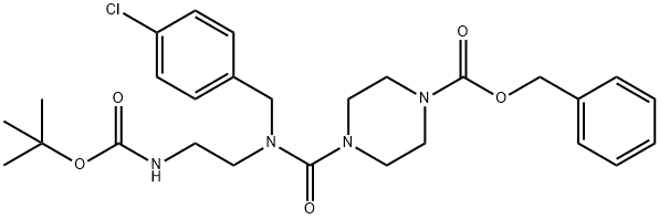 benzyl 4-((2-(tert-butoxycarbonylamino)ethyl)(4-chlorobenzyl)carbamoyl)piperazine-1-carboxylate Struktur