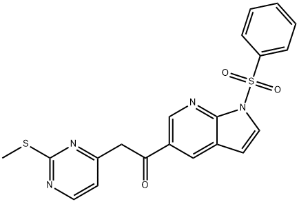 2-[2-(Methylthio)pyrimidin-4-yl]-1-[1-(phenylsulfonyl)-1H-pyrrolo[2,3-b]pyridin-5-yl]ethanone Struktur