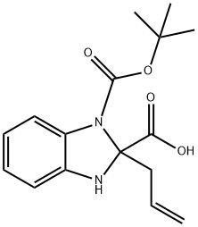 2-Allyl-1-(tert-butoxycarbonyl)-2,3-dihydro-1H-benzo[d]imidazole-2-carboxylic acid Struktur