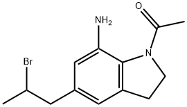 Ethanone, 1-[7-amino-5-(2-bromopropyl)-2,3-dihydro-1H-indol-1-yl]- Struktur