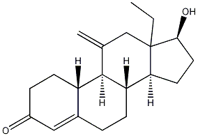 (17beta)-13-Ethyl-17-hydroxy-11-methylenegon-4-en-3-one Struktur