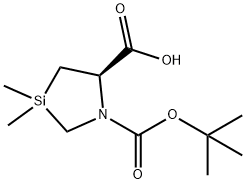 (R)-1-(tert-butoxycarbonyl)-3,3-dimethyl-1,3-azasilolidine-5-carboxylic acid Struktur