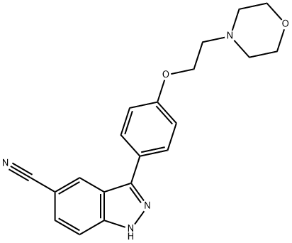 3-[4-[2-(Morpholin-4-yl)ethoxy]phenyl]-1H-indazole-5-carbonitrile Struktur