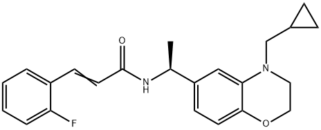 (S)-N-[1-(4-Cyclopropylmethyl-3,4-dihydro-2H-benzo[1,4]oxazin-6-yl)-ethyl]-3-(2-fluoro-phenyl)acrylamide Struktur