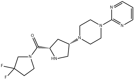 (3,3-Difluoropyrrolidin-1-yl)[(2S,4S)-4-[4-(pyrimidin-2-yl)piperazin-1-yl]pyrrolidin-2-yl]methanone Struktur