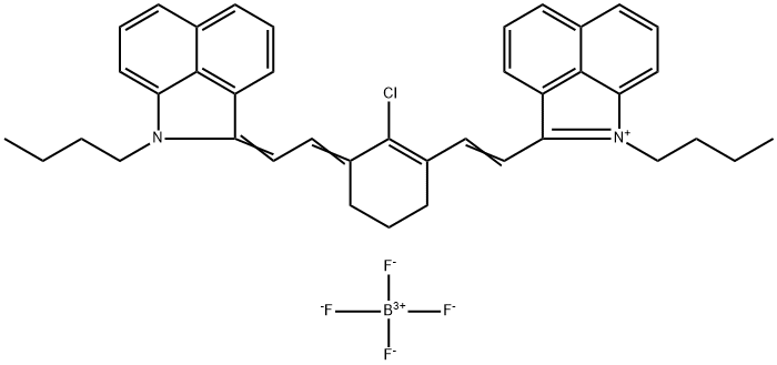 1-Butyl-2-(2-[3-[2-(1-butyl-1H-benzo[cd]indol-2-ylidene)ethylidene]-2-chloro-cyclohex-1-enyl]vinyl)benzo[cd]indolium tetrafluoroborate Struktur