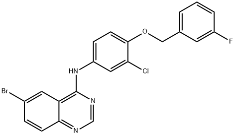 6-Bromo-N-[3-chloro-4-[(3-fluorophenyl)methoxy]phenyl]quinazolin-4-amine Struktur