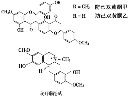 防己雙黃酮甲、防己雙黃酮乙、輪環(huán)藤酚堿