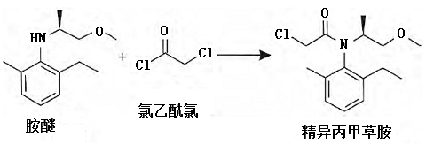 水相反應(yīng)方法合成精異丙甲草胺的化學(xué)反應(yīng)式