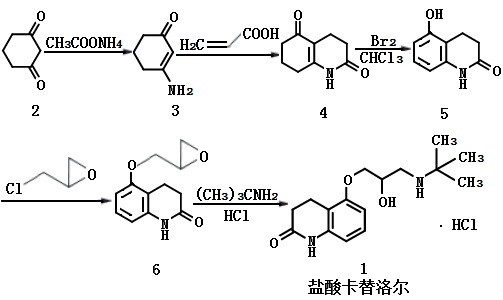 鹽酸卡替洛爾的合成路線