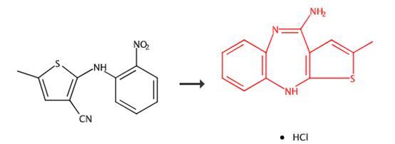 4-氨基-2-甲基-10H-噻吩[2,3-b][1,5]苯并二氮雜卓鹽酸鹽的合成路線