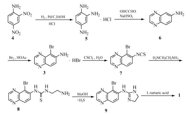 酒石酸溴莫尼定的合成