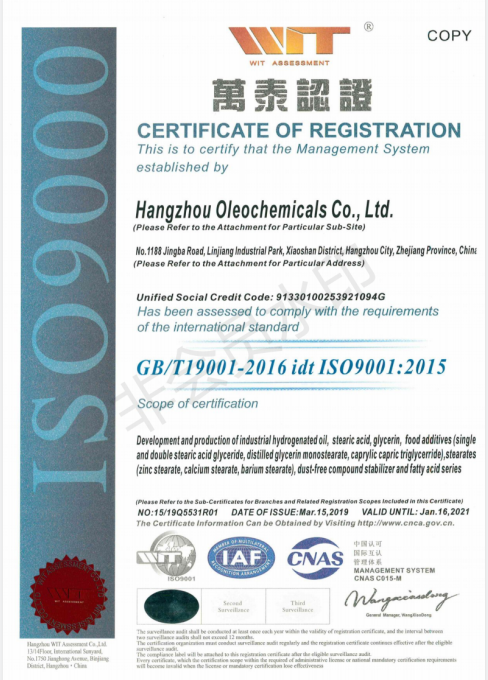 Certificate of accreditation