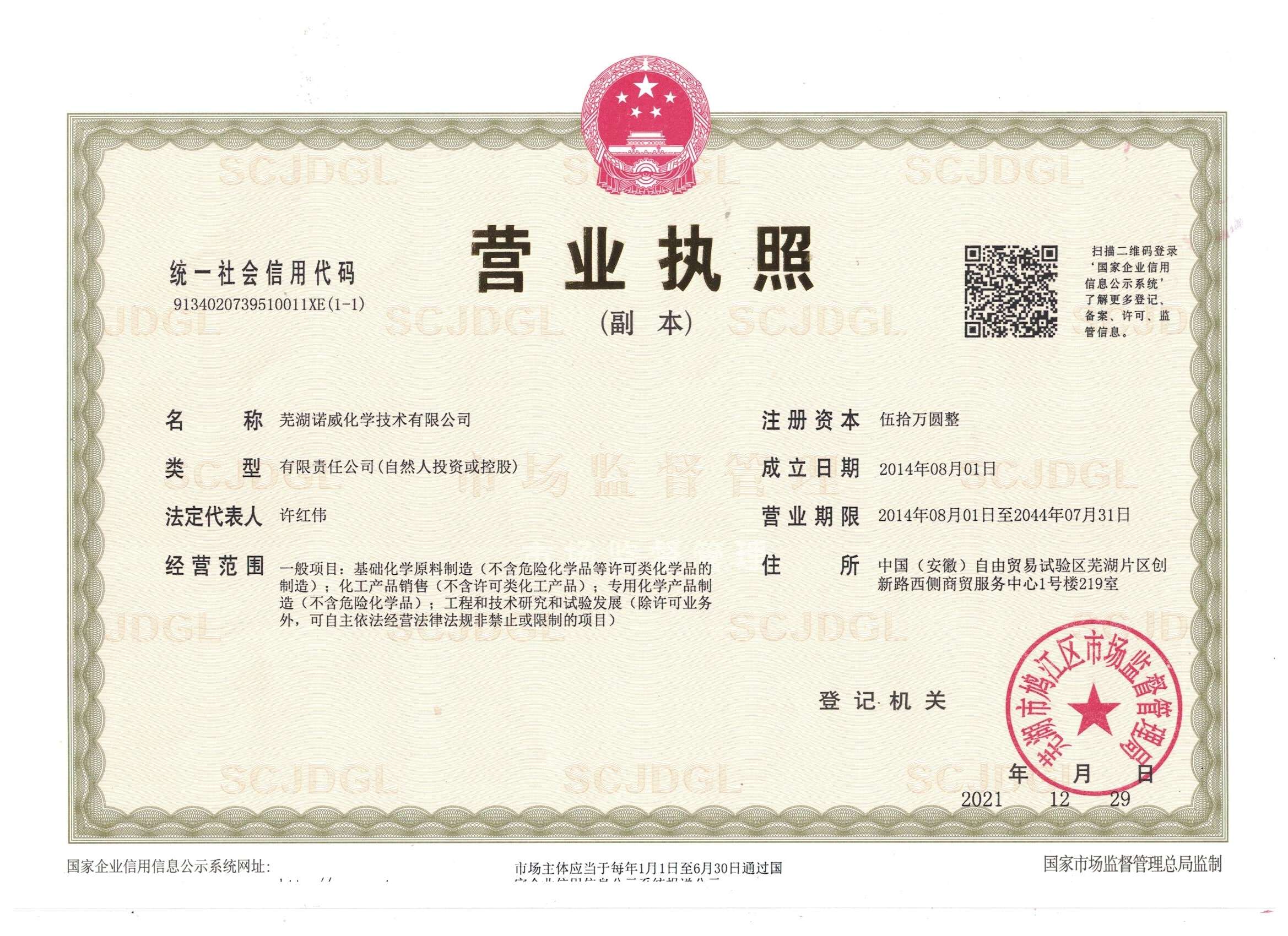 Certificate of accreditation