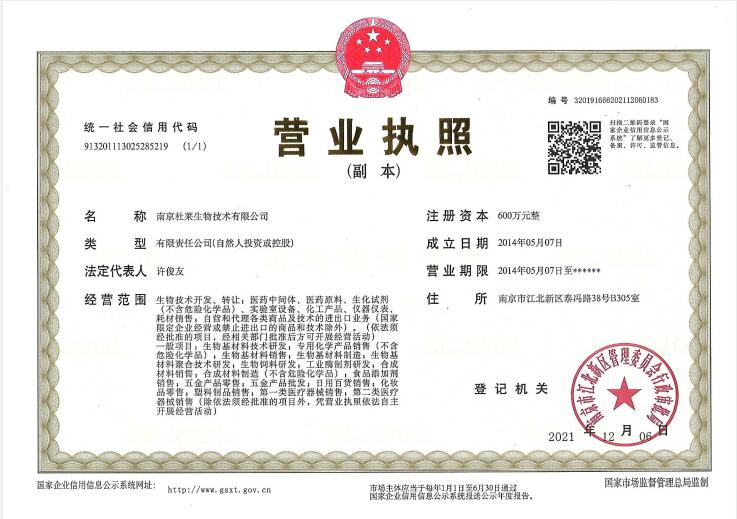 Business License Of EnterpriseLegal Person