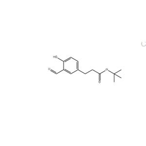 	Benzenepropanoic acid, 3-formyl-4-hydroxy-, 1,1-dimethylethyl ester