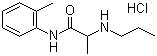 CAS # 1786-81-8, Prilocaine hydrochloride, Propitocaine hydrochloride, 2-(Propylamino)-o-propionotoluidide hydrochloride, N-(2-Methylphenyl)-2-(propylamino)-propanamide hydrochloride