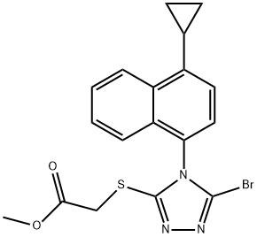 Methyl 2-(5-broMo-4-(4-cyclopropylnaphthalen-1-yl)-4H-1,2,4-triazol-3-ylthio)acetate