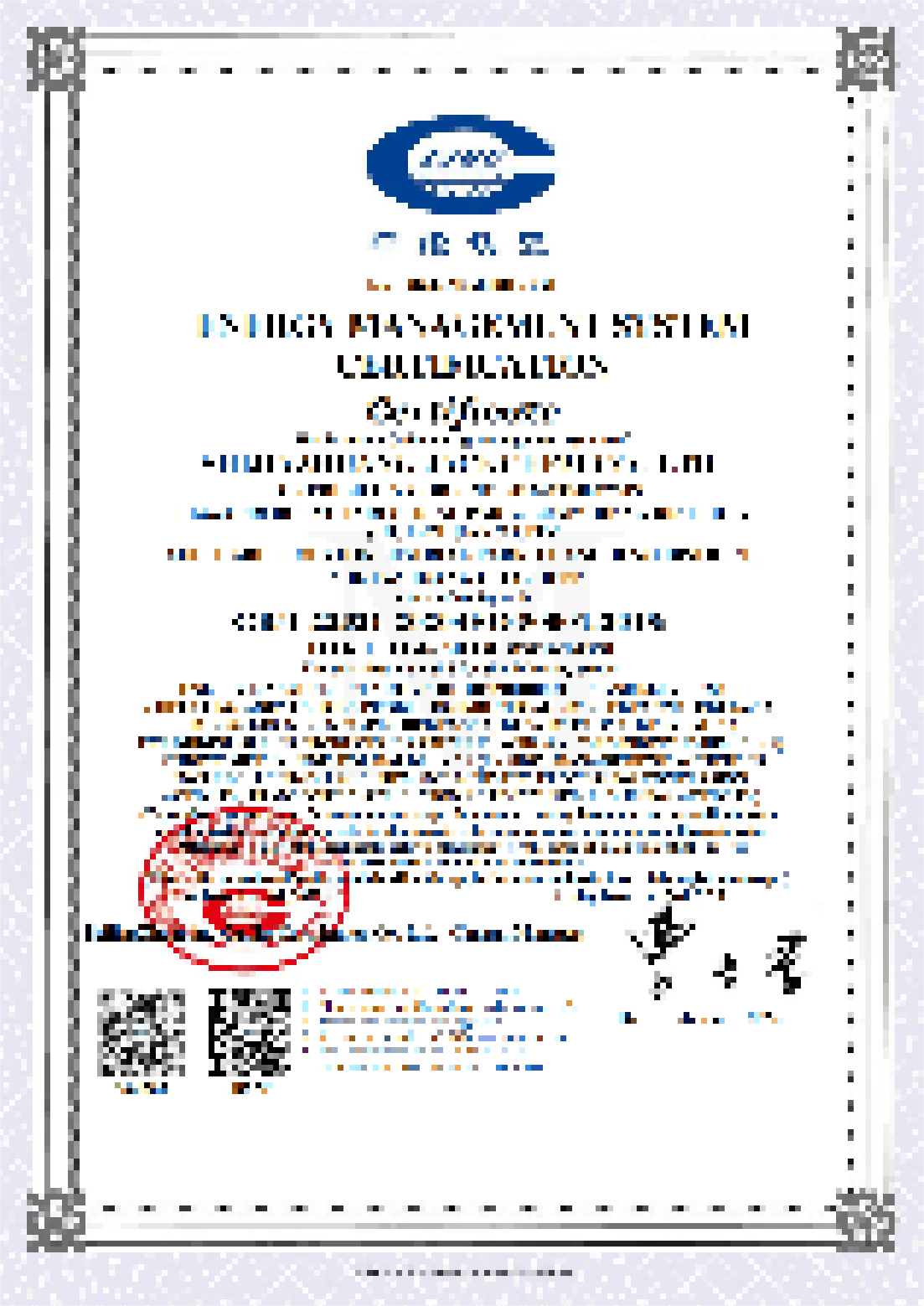 Certificate of accreditation