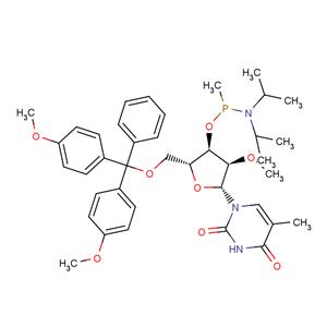 5’-O-DMTr-2’-OMe-5MeU-P-methyl phosphonamidite; 5’-O-DMTr-2’-O-methyl-5-methyluridine-3’-O-(P-methyl-N,N-diisopropylamino) phosphonamidite