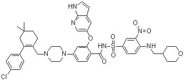 CAS # 1257044-40-8, ABT 199, 4-[4-[[2-(4-Chlorophenyl)-4,4-dimethyl-1-cyclohexen-1-yl]methyl]-1-piperazinyl]-N-[[3-nitro-4-[[(tetrahydro-2H-pyran-4-yl)methyl]amino]phenyl]sulfonyl]-2-(1H-pyrrolo[2,3-b]pyridin-5-yloxy)-benzamide