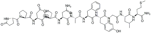 GLP-PRO-ASP-PRO-ASN-ALA-PHE-TYR-GLY-LEU-MET-NH2 Struktur