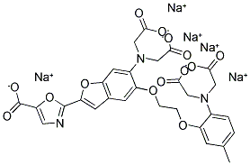 1-[2-(5-CARBOXYOXAZOL-2-YL)-6-AMINOBENZOFURAN-5-OXY]-2-(2'-AMINO-5'-METHYLPHENOXY)-ETHANE-N,N,N',N'-TETRAACETIC ACID, 5NA 結(jié)構(gòu)式