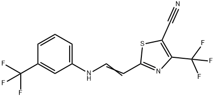 4-(TRIFLUOROMETHYL)-2-(2-[3-(TRIFLUOROMETHYL)ANILINO]VINYL)-1,3-THIAZOLE-5-CARBONITRILE Struktur