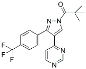 4-(PYRIMIDIN-4-YL)-3-[4-(TRIFLUOROMETHYL)PHENYL]-1-(TERT-BUTYLCARBONYL)PYRAZOLE Struktur