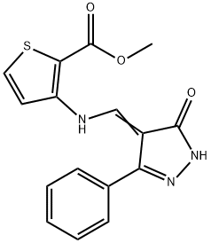 METHYL 3-([(5-OXO-3-PHENYL-1,5-DIHYDRO-4H-PYRAZOL-4-YLIDEN)METHYL]AMINO)-2-THIOPHENECARBOXYLATE Struktur