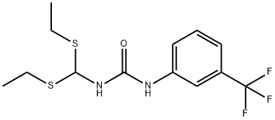 N-[BIS(ETHYLSULFANYL)METHYL]-N'-[3-(TRIFLUOROMETHYL)PHENYL]UREA Struktur