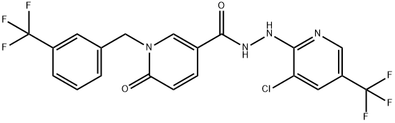 N'-[3-CHLORO-5-(TRIFLUOROMETHYL)-2-PYRIDINYL]-6-OXO-1-[3-(TRIFLUOROMETHYL)BENZYL]-1,6-DIHYDRO-3-PYRIDINECARBOHYDRAZIDE Struktur