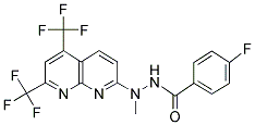 N'-[5,7-BIS(TRIFLUOROMETHYL)[1,8]NAPHTHYRIDIN-2-YL]-4-FLUORO-N'-METHYLBENZENECARBOHYDRAZIDE Struktur