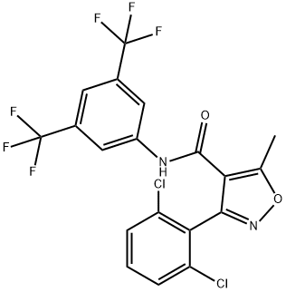 (3-(2,6-DICHLOROPHENYL)-5-METHYLISOXAZOL-4-YL)-N-(3,5-BIS(TRIFLUOROMETHYL)PHENYL)FORMAMIDE Struktur