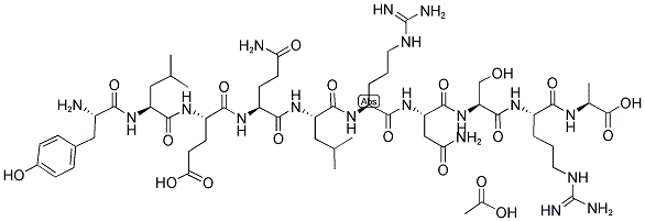 H-TYR-LEU-GLU-GLN-LEU-ARG-ASN-SER-ARG-ALA-OH ACOH Struktur