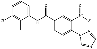 N-(3-CHLORO-2-METHYLPHENYL)-3-NITRO-4-(1H-1,2,4-TRIAZOL-1-YL)BENZENECARBOXAMIDE Struktur