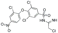 N1-(2-CHLOROETHANIMIDOYL)-3,5-DICHLORO-4-(2-CHLORO-4-NITROPHENOXY)BENZENE-1-SULFONAMIDE Struktur