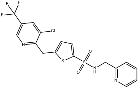 5-([3-CHLORO-5-(TRIFLUOROMETHYL)-2-PYRIDINYL]METHYL)-N-(2-PYRIDINYLMETHYL)-2-THIOPHENESULFONAMIDE Struktur