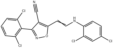 5-[2-(2,4-DICHLOROANILINO)VINYL]-3-(2,6-DICHLOROPHENYL)-4-ISOXAZOLECARBONITRILE Struktur