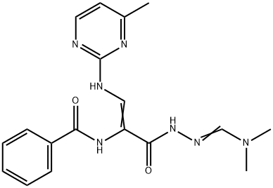 N-(1-((2-[(DIMETHYLAMINO)METHYLENE]HYDRAZINO)CARBONYL)-2-[(4-METHYL-2-PYRIMIDINYL)AMINO]VINYL)BENZENECARBOXAMIDE Struktur