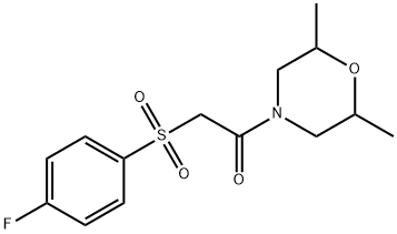 1-(2,6-DIMETHYLMORPHOLINO)-2-[(4-FLUOROPHENYL)SULFONYL]-1-ETHANONE Struktur