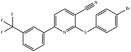 2-[(4-BROMOPHENYL)SULFANYL]-6-[3-(TRIFLUOROMETHYL)PHENYL]NICOTINONITRILE Struktur