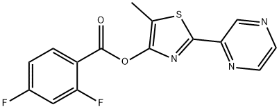 5-METHYL-2-(2-PYRAZINYL)-1,3-THIAZOL-4-YL 2,4-DIFLUOROBENZENECARBOXYLATE Struktur