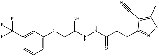 2-[(4-CYANO-5-METHYL-3-ISOTHIAZOLYL)SULFANYL]-N'-(2-[3-(TRIFLUOROMETHYL)PHENOXY]ETHANIMIDOYL)ACETOHYDRAZIDE Struktur