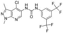 N-(4-CHLORO-1,3-DIMETHYL-1H-PYRAZOLO[3,4-B]PYRIDIN-5-YL)-N'-[3,5-DI(TRIFLUOROMETHYL)PHENYL]UREA Struktur