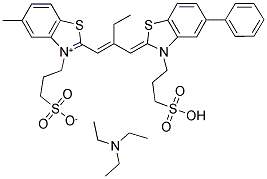 5-METHYL-3-(3-SULFOPROPYL)-2-(2-[(5-PHENYL-3-(3-SULFOPROPYL)-2,3-DIHYDRO-BENZOTHIAZOL-2-YLIDENE)METHYL]-1-BUTENYL)-BENZOTHIAZOLIUM INNER SALT TRIBUTYLAMMONIUM SALT Struktur