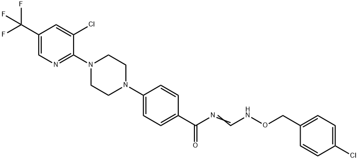 N-(([(4-CHLOROBENZYL)OXY]IMINO)METHYL)-4-(4-[3-CHLORO-5-(TRIFLUOROMETHYL)-2-PYRIDINYL]PIPERAZINO)BENZENECARBOXAMIDE Struktur