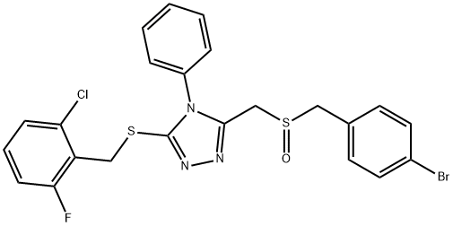 3-([(4-BROMOBENZYL)SULFINYL]METHYL)-5-[(2-CHLORO-6-FLUOROBENZYL)SULFANYL]-4-PHENYL-4H-1,2,4-TRIAZOLE Struktur