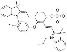 2-[2-[3-[(1,3-DIHYDRO-3,3-DIMETHYL-1-PROPYL-2H-INDOL-2-YLIDENE)ETHYLIDENE]-2-PHENOXY-1-CYCLOHEXEN-1-YL]ETHENYL]-3,3-DIMETHYL-1-PROPYLINDOLIUM PERCHLORATE Struktur