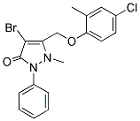 4-BROMO-3-((4-CHLORO-2-METHYLPHENOXY)METHYL)-2-METHYL-1-PHENYL-3-PYRAZOLIN-5-ONE Struktur